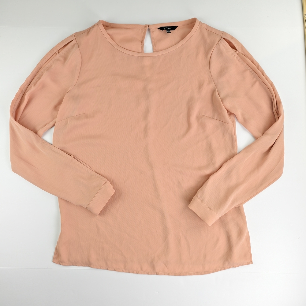RW&CO Peach Blush Chiffon Blouse Light Feminine Fall Layer Women XS